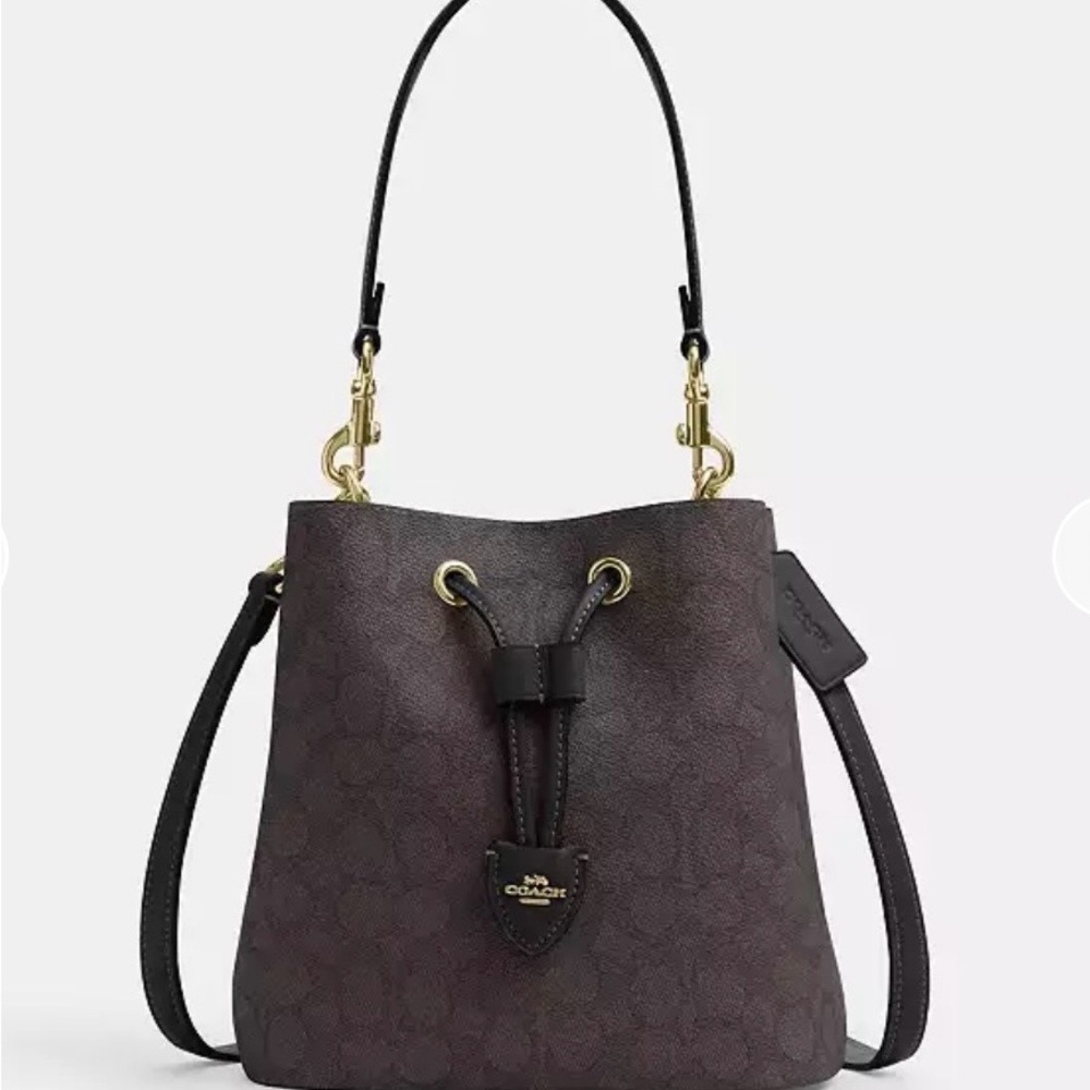 Coach Dark Brown Drawstring Shoulder Bag